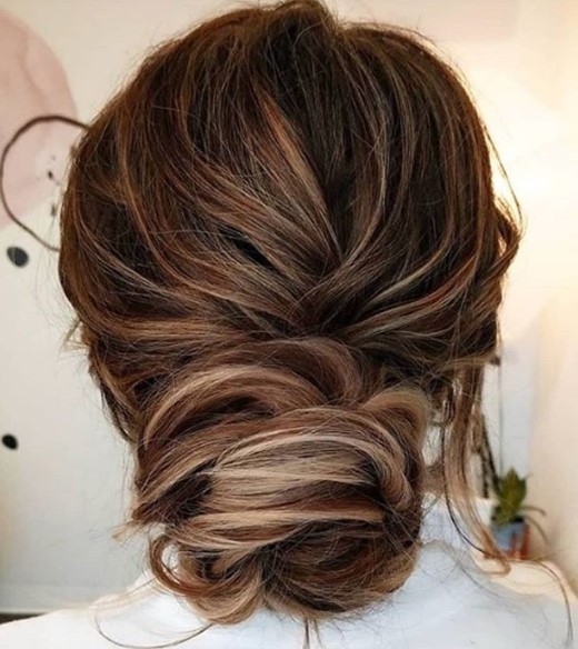   Bridal Updo Hairstyle for Brown Hair with Blonde Highlights