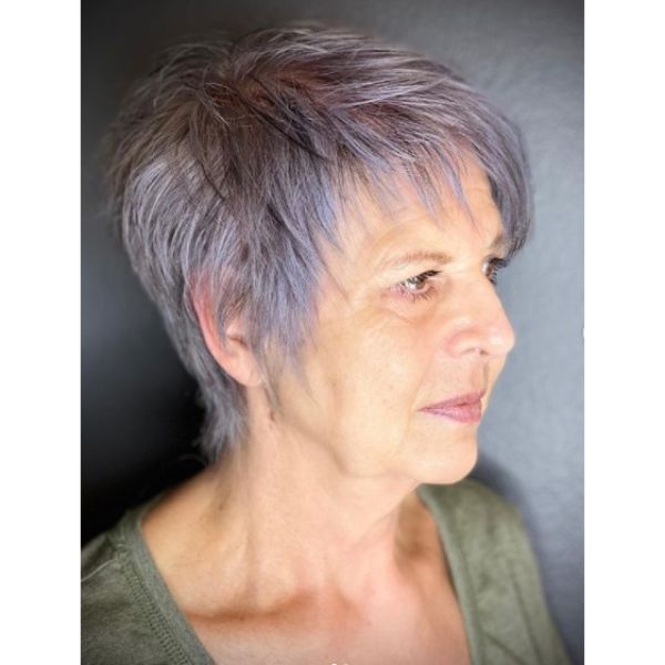 Purple Silver Hairstyle For Women Over 50