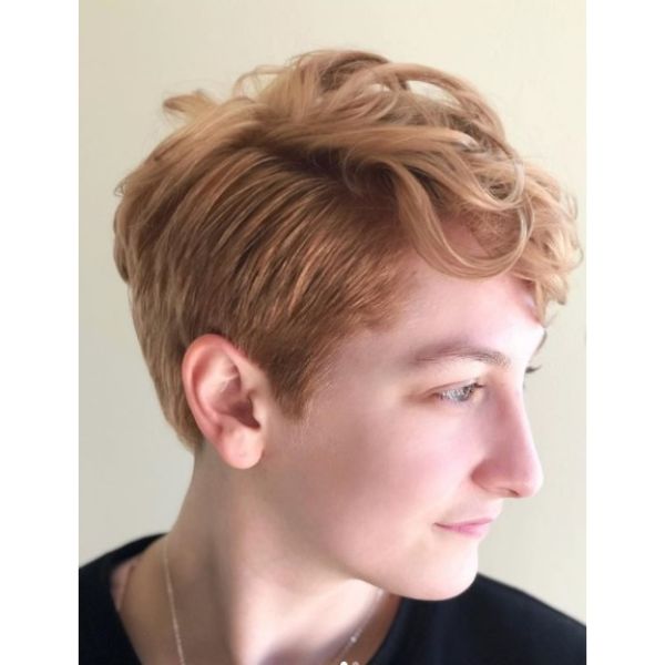 Rose Gold Curly Undercut Short Haircuts For WomenRose Gold Curly Undercut Short Haircuts For Women