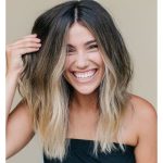 Straight Lob Brown Hair with Front Balayage