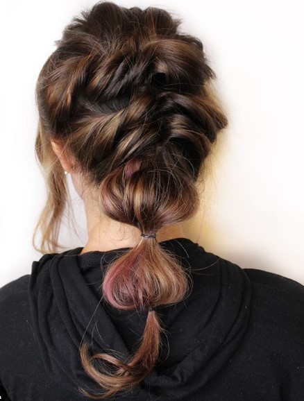  Twist Bubbles Braid For Brown Hair With Rose Gold Highlights