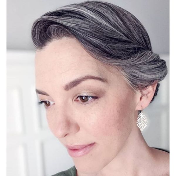  Twisted Elegant Updo For Silver Hair
