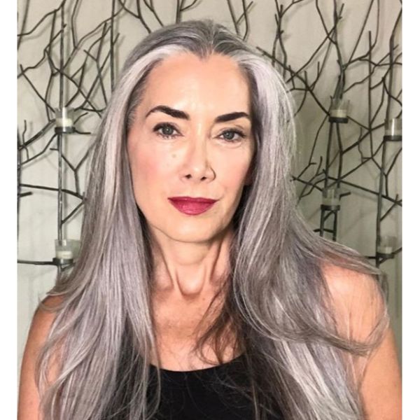  U-layered Long Silver Fox Hairstyle for Women Over 50