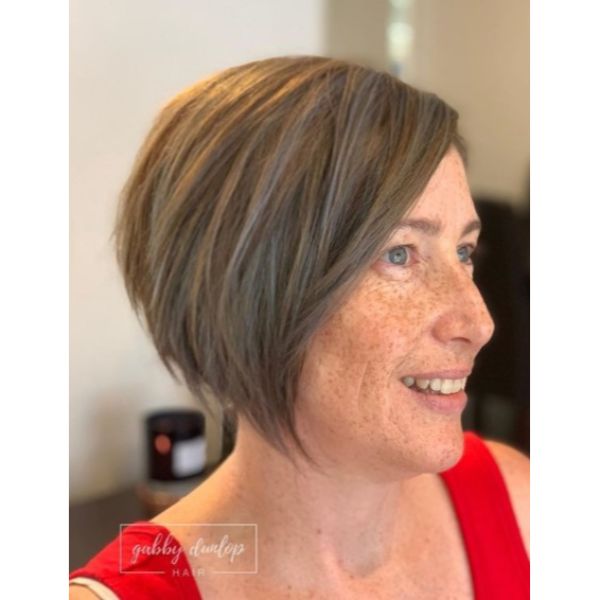 Ultra Short Bob Blonde Hairstyle with Grey Highlights