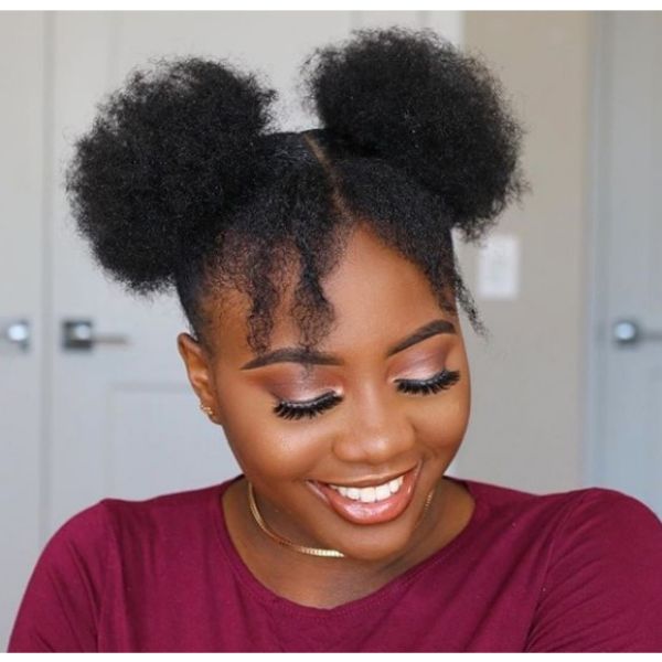  Afro Hairstyle with Space Buns