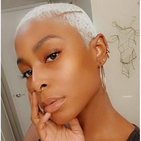  Blonde Light Taper With Side Part shaved hairstyles for black women