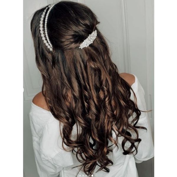 Half Up Half Down Hairstyle with Hair Accessory