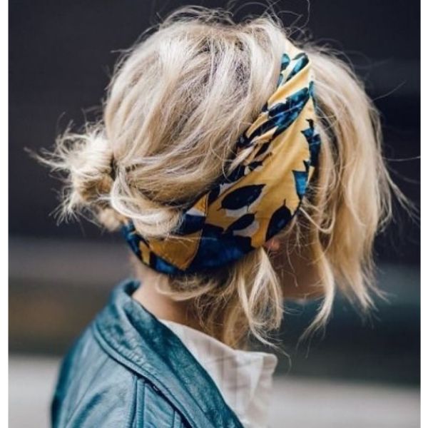  Low Messy Bun with Cute Headband