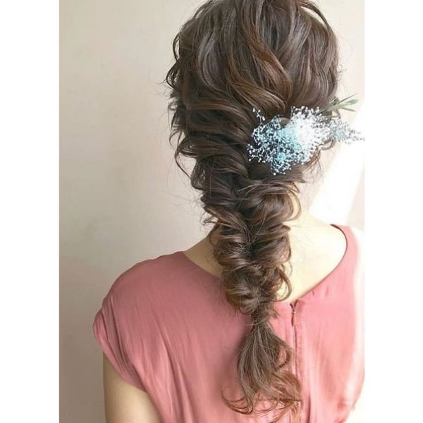 Mermaid Braid with Flower Hairstyle