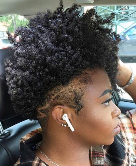 Messy Afro with Shaved Sides Hairstyles shaved hairstyles for black women