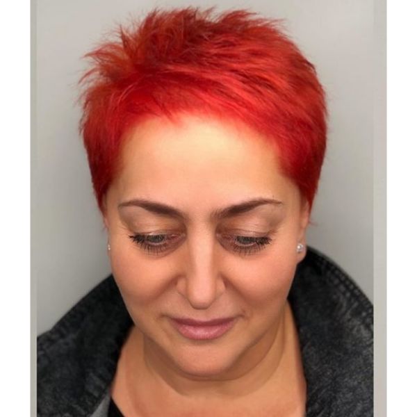 Red Colored Spiky Short Hairstyle