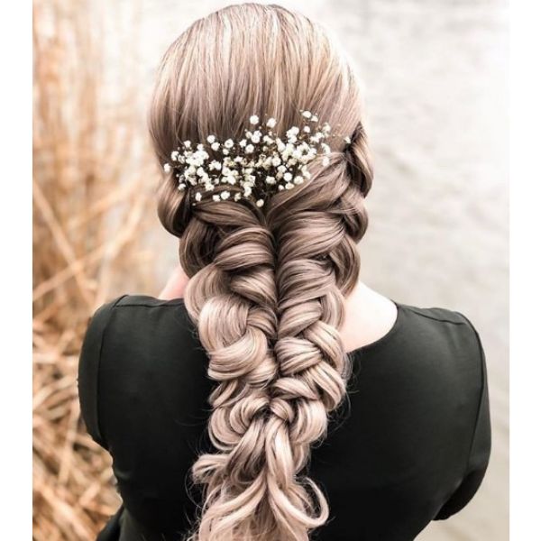 Romantic Braid with Flower Hairstyle