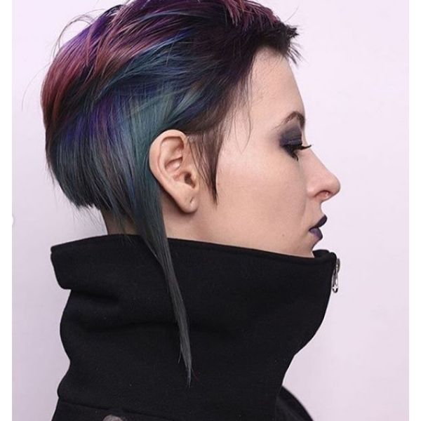 Short Bob With Colored Strands Hairstyle