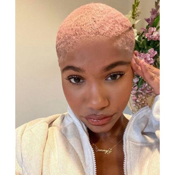  Soft Pink Shaved Hairstyle