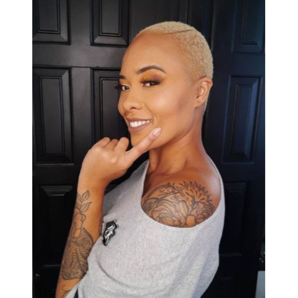 Thin Blonde Hairstyle with Side Part shaved hairstyles for black women