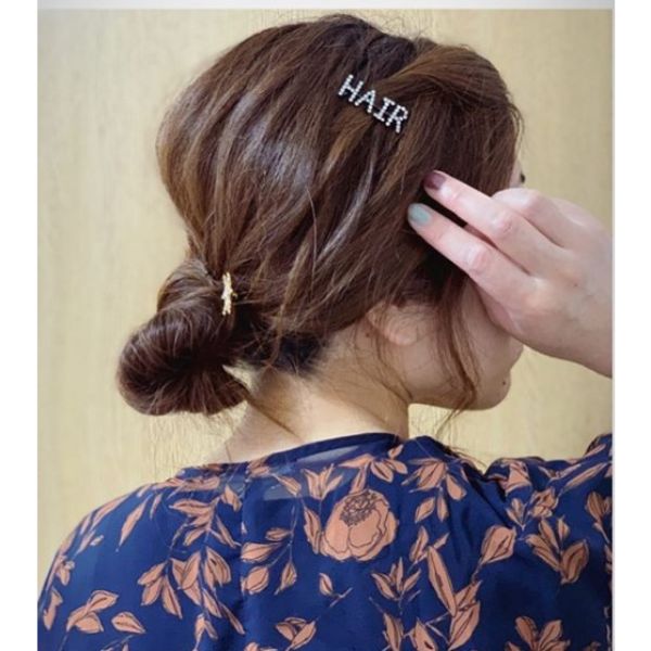 Twisted Bun Easy Hairstyle with Falling Strands