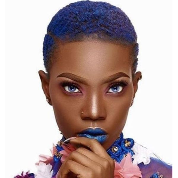 Violet Turqoise Dark Blue Haircut with Side Designs