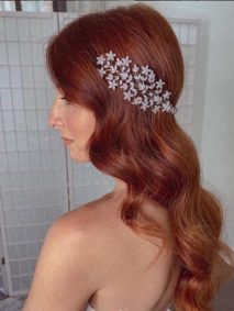 Wavy Long Red Hairdo with Hair Piece