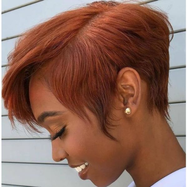 Brown Copper Short Bob with Bangs