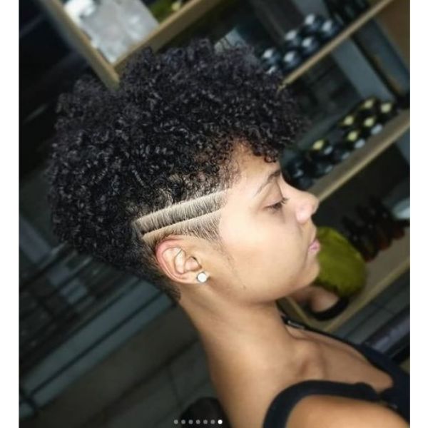 Curly Taper With Razor Side Design