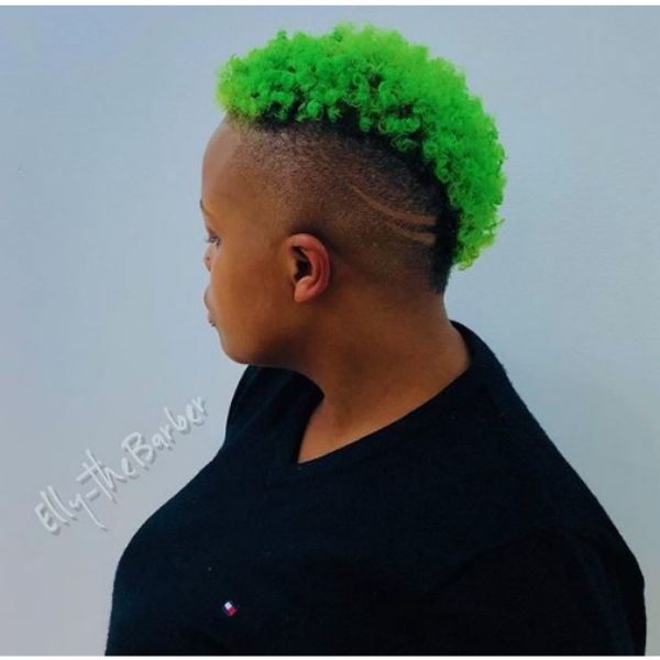 Fluorescent Faux Hawk with Skin Fade  Short Curly Hairstyles For Black Women