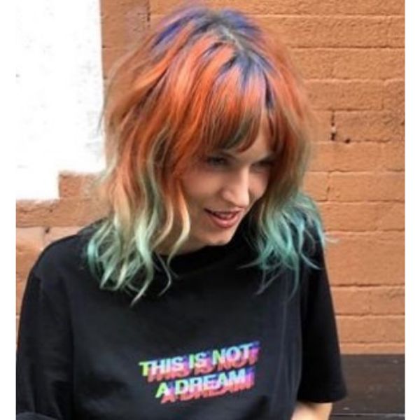  Galaxy Colored Medium Length Hairstyle for Short Hair