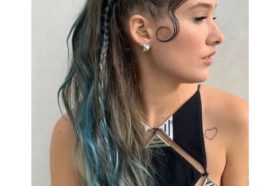 Long Braids with Blue Blonde Highlights