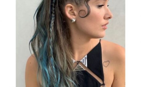 Long Braids with Blue Blonde Highlights
