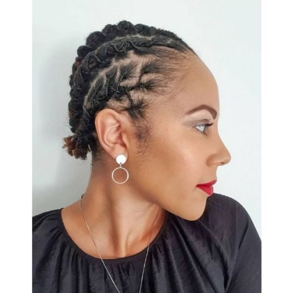 Short Cornrows with Twisted Roots and Brown Ends