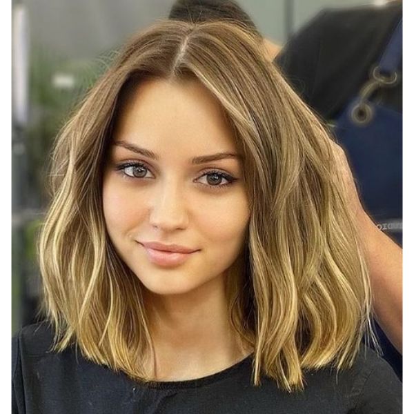 Sunkissed Balayage for Wavy Bob Hairstyle