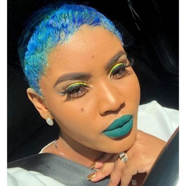 Turquoise Blue Taper Hairstyle