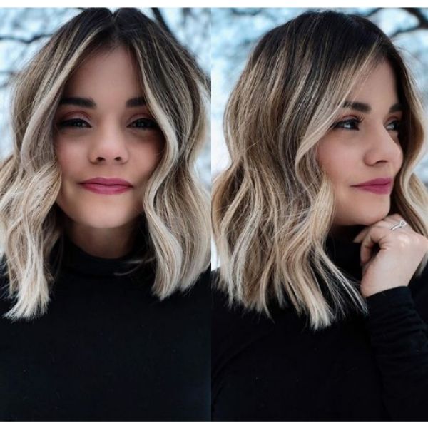 Wavy Bob Haircut With Blonde Highlights