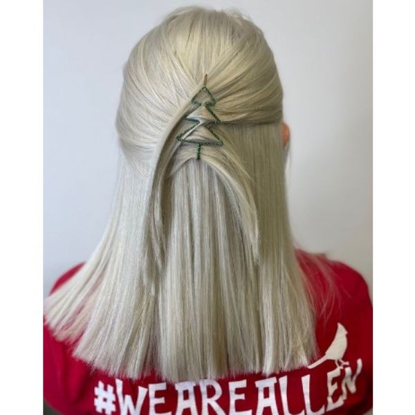 Christmas Themed Half-do For Blonde Hair