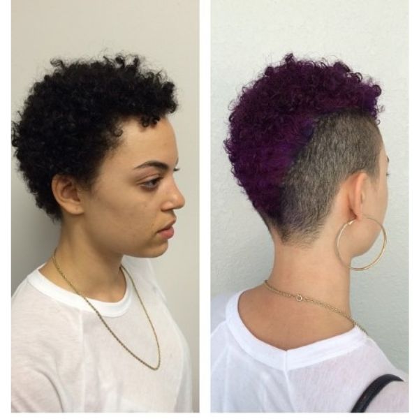 Dark Purple Haircut With Shaved Sides