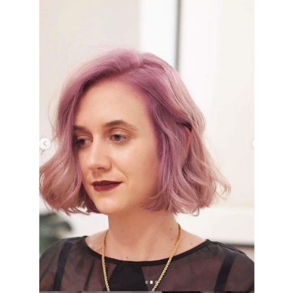 Lilac Rose Pink Wob With Side Part Haircut