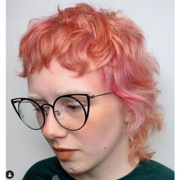 Peach Pink Haircut For Curly Hair