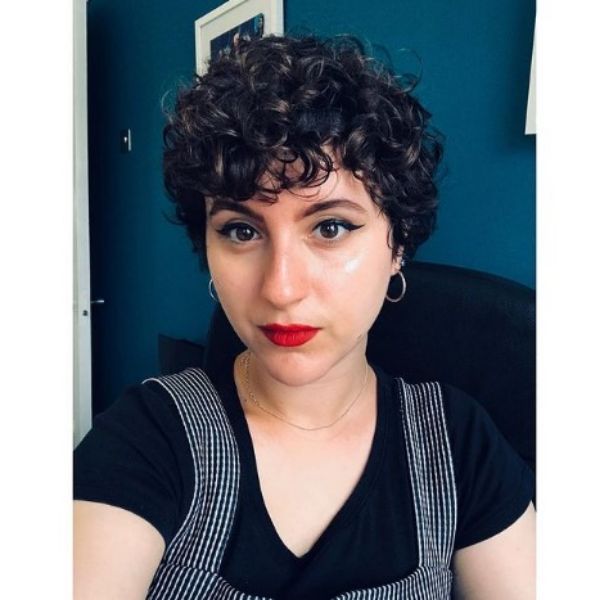  Shiny Dark Pixie For Curly Hair