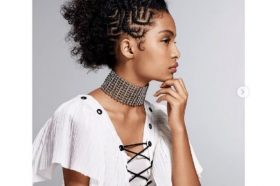 Short Braided Updo For Kinky Curly Hair With Faux Hawk