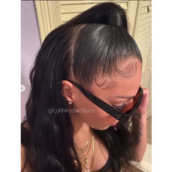  Half Up Half Down Hairstyle With Side Ponytail Hairstyles For Black Hair
