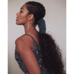 Low Ponytail With Sparkling Headband And Rope Braided Top