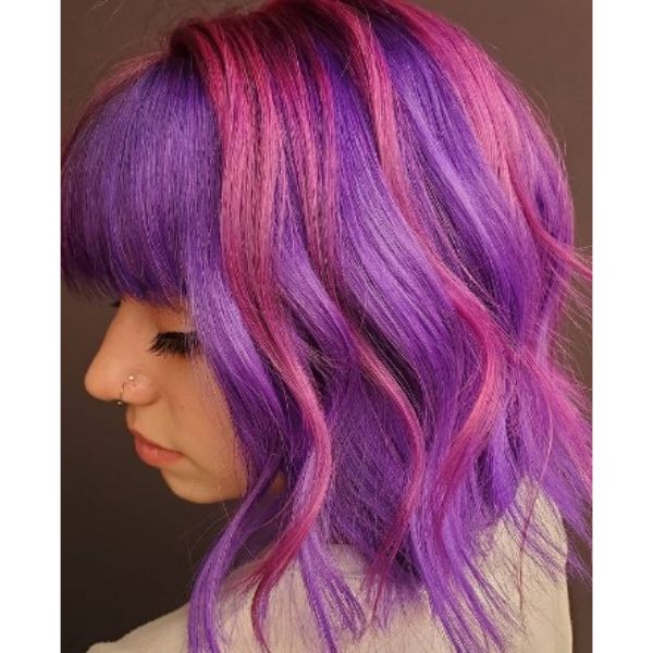 Pink Purple with Straight Bangs
