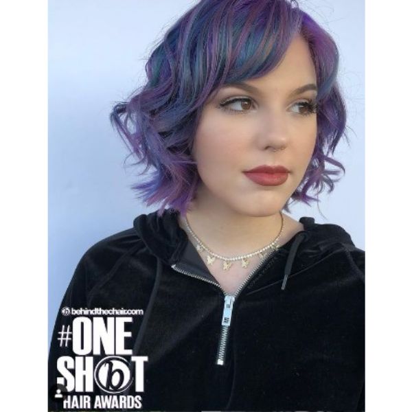 Purple Blue Hairstyle With Bangs