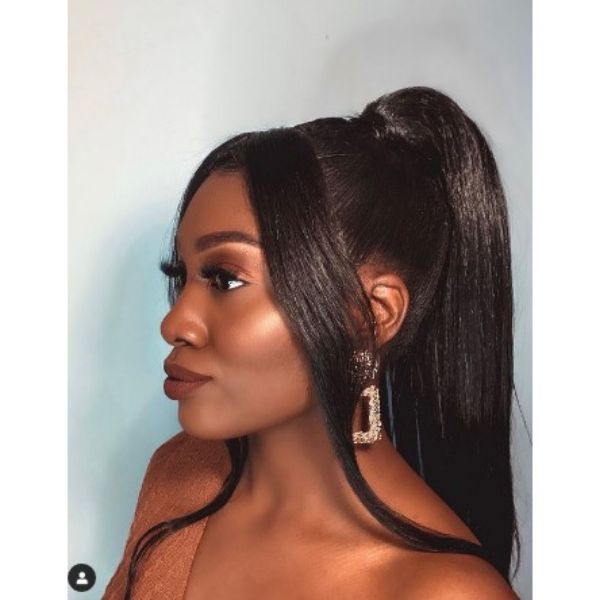 Shiny Sleek ponytail hairstyles for black women