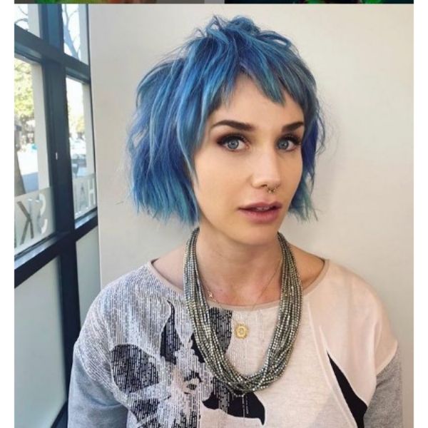 Short Chopped with Blue Strands