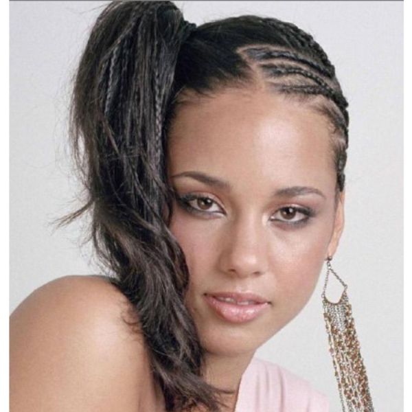  Side Ponytail Hairstyle With Small Braids Hairstyles For Black Hair