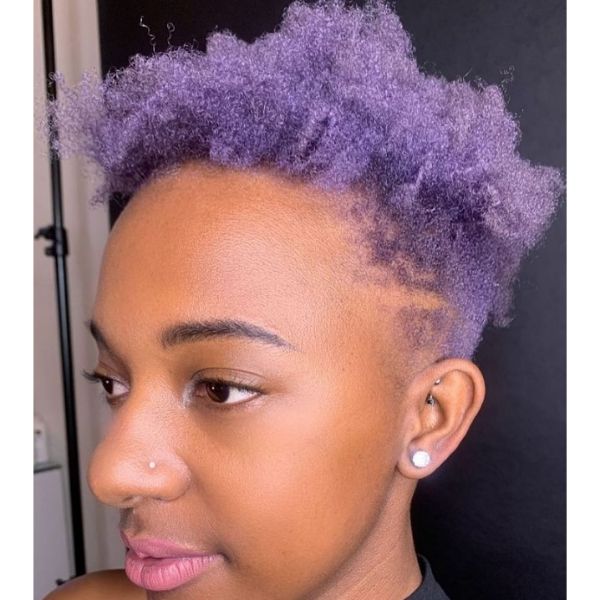 Cute Short Twa Hairstyle With Lilac Purple Hues