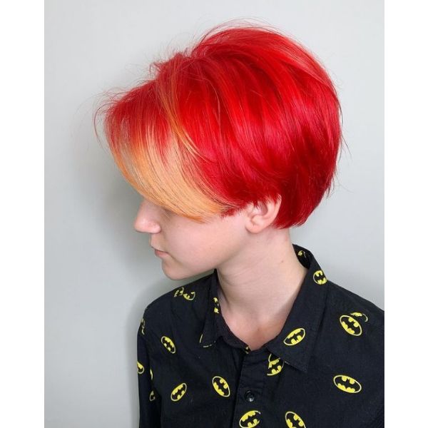  Firey Orange Bob Hairstyle With Blonde Highlights cute hairstyles for short hair