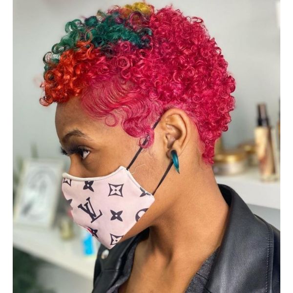 Multicolored Curly Pixie Cute Short Hairstyles