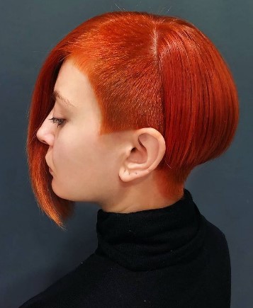Ginger Colored Short Asymmetric Bob Haircut cute hairstyles for short hair