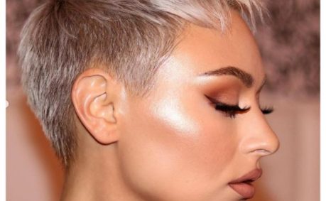 Shiny Silver Pixie Cut With Messy Top